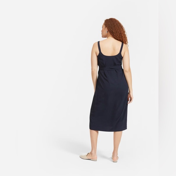 Everlane Japanese GoWeave Tank Wrap Dress Navy Blue size 10 - Picture 2 of 3